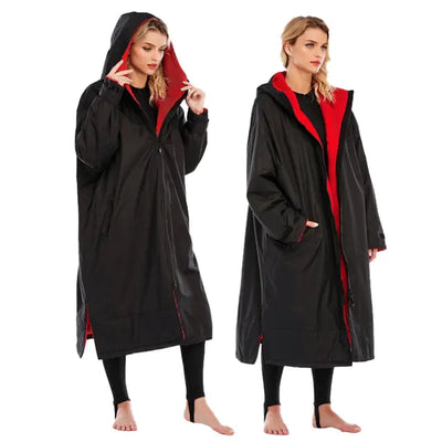 Black RD / M Warm Microfiber Swim Parka | Large Hooded Changing Robe