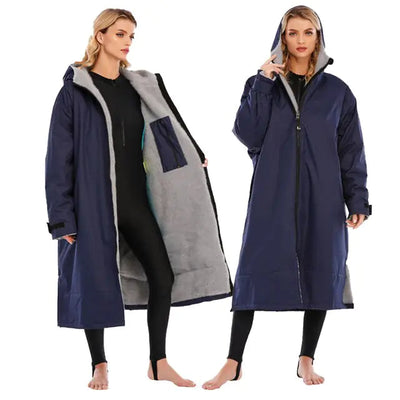 Blue / L Warm Microfiber Swim Parka | Large Hooded Changing Robe