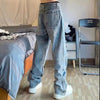 Blue ZN3449 / L 57-67kg Embroidered Jeans Men's Straight Loose