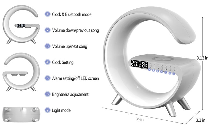 Nik & Nakks Bluetooth Speaker Wireless Charger Lamp