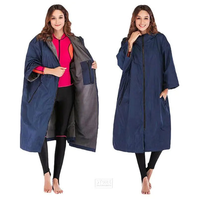 BU GY / M Warm Microfiber Swim Parka | Large Hooded Changing Robe