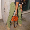 Women's Elastic Waist Cargo Pants with Pockets