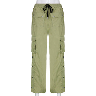 Women's Elastic Waist Cargo Pants with Pockets
