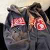 Color 2 / M Letter Print Zip Up Hoodies for Women