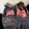 Color 2 / XXL Letter Print Zip Up Hoodies for Women