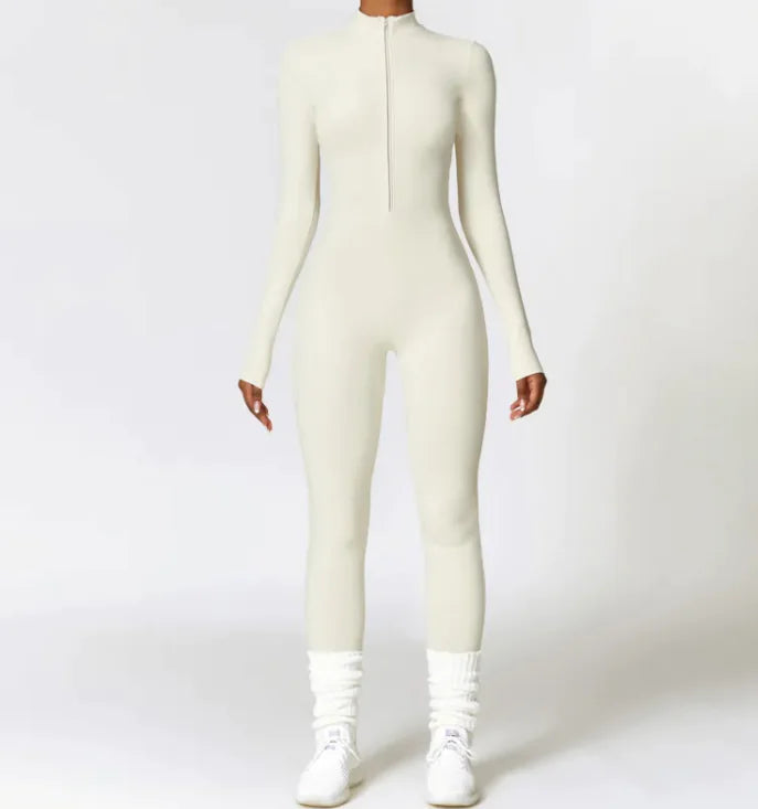 Nik & Nakks Cream Apricot / XL Flex Fit Zipper Bodysuit Flex Fit Zipper Bodysuit