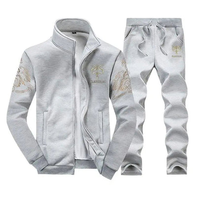 D38 Grey / XL Men's Zip Up Sweat Suit Set