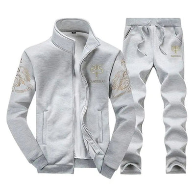 D38 Grey / XS Men's Zip Up Sweat Suit Set