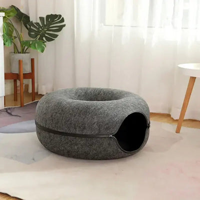 Dark Gray / S Cat Donut Tunnel Bed