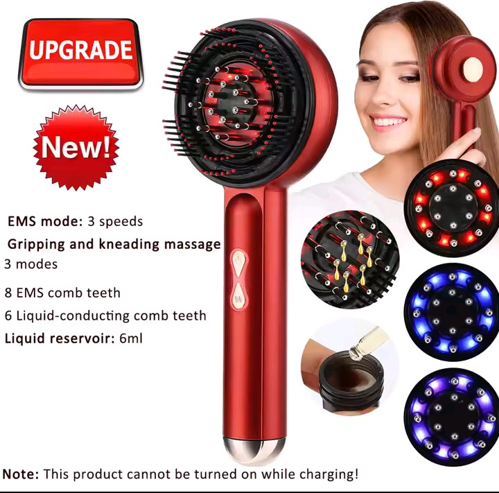Nik & Nakks Electric Hair Growth Massage Scalp Brush/Comb Red Light Therapy Electric Hair Growth Massage Scalp Brush/Comb Red Light Therapy