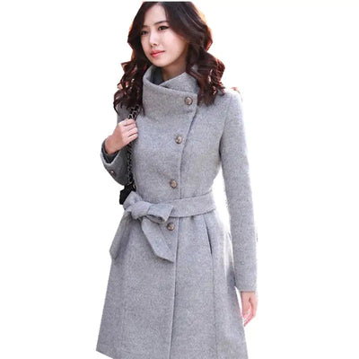 Nik & Nakks Gray / 4X Extra Large Winter Cashmere Long Women's Coat Winter Cashmere Long Women's Coat