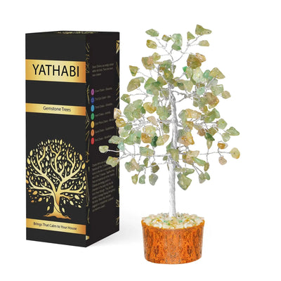 Nik & Nakks Green Jade Silver Wire Crystal Bonsai Tree of Life  for Good Luck & Positivity Crystal Bonsai Tree of Life  for Good Luck & Positivity