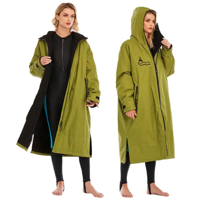 Green / L Warm Microfiber Swim Parka | Large Hooded Changing Robe