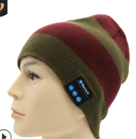 Nik & Nakks Green Red Wireless Bluetooth Knitted Hat Calls Music Stereo Wireless Bluetooth Knitted Hat Calls Music Stereo