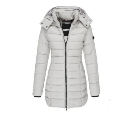 Nik & Nakks Greywhite / XL Women's Casual Long Sleeve Hooded Parka Coat Women's Casual Long Sleeve Hooded Parka Coat