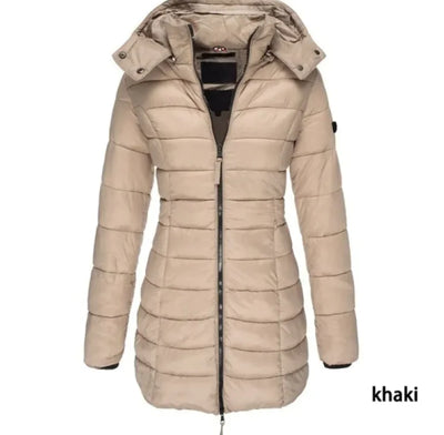 Nik & Nakks Khaki / XL Women's Casual Long Sleeve Hooded Parka Coat Women's Casual Long Sleeve Hooded Parka Coat
