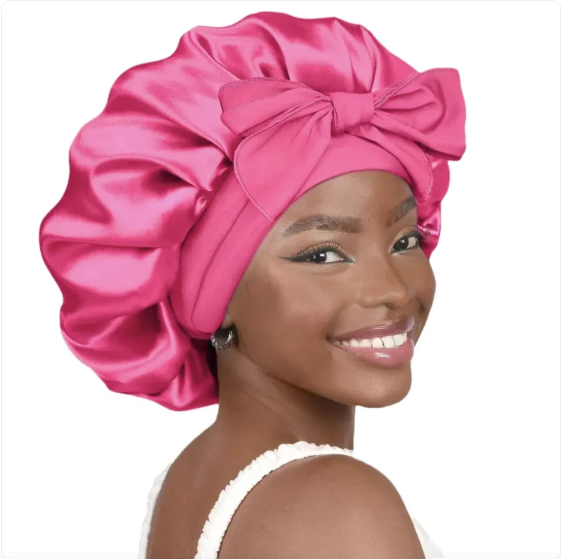 Nik & Nakks Large Rose Red Double-Layer Wide-Brimmed Sleep Cap Headscarf Double-Layer Wide-Brimmed Sleep Cap Headscarf
