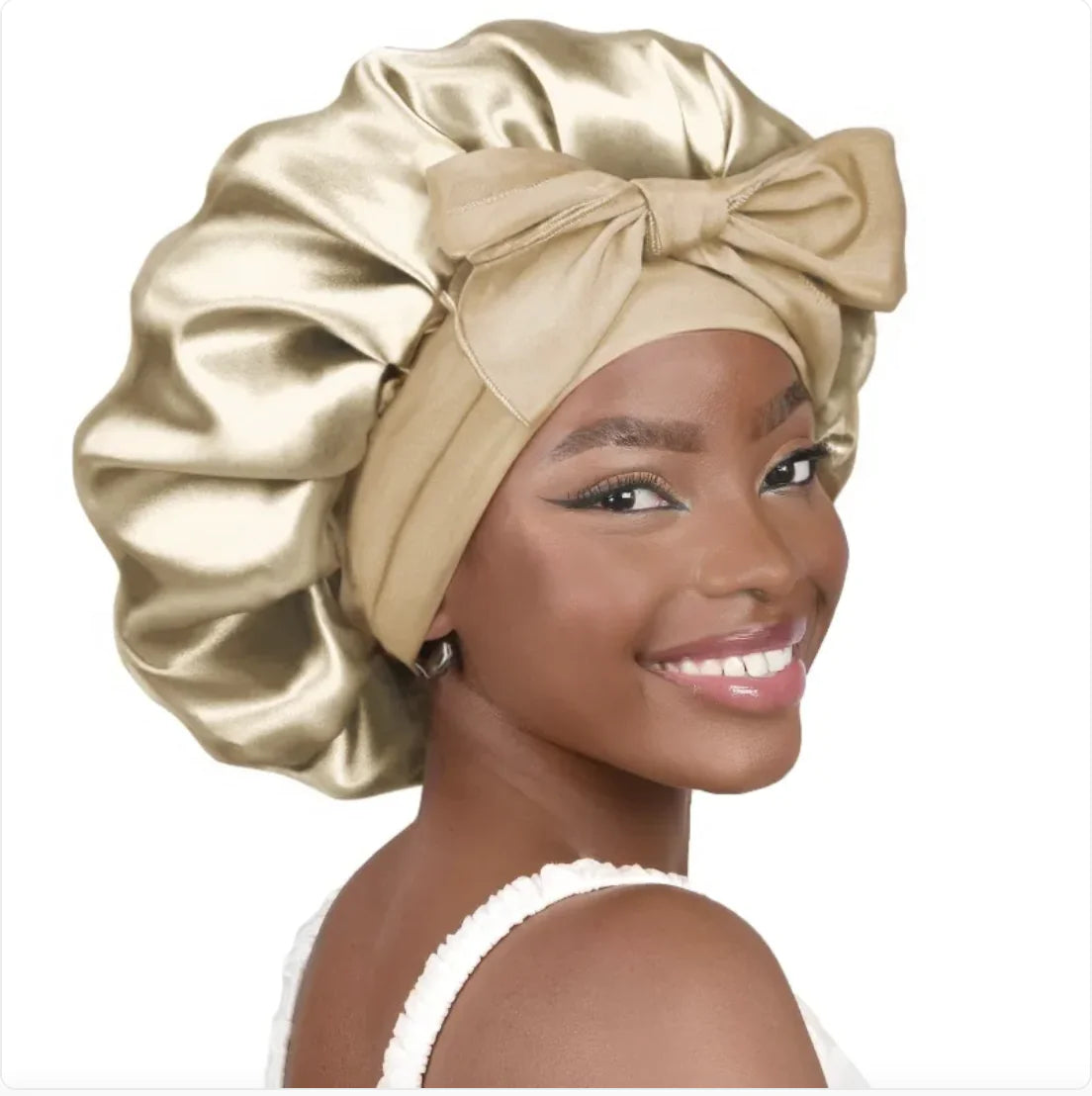 Nik & Nakks Large Size Khaki Double-Layer Wide-Brimmed Sleep Cap Headscarf Double-Layer Wide-Brimmed Sleep Cap Headscarf