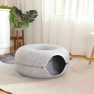 Light Gray / S Cat Donut Tunnel Bed