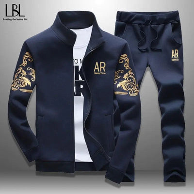 Men's Zip Up Sweat Suit Set