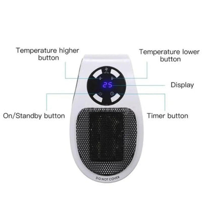 Mini Electric Plugin Wall Heater With Remote