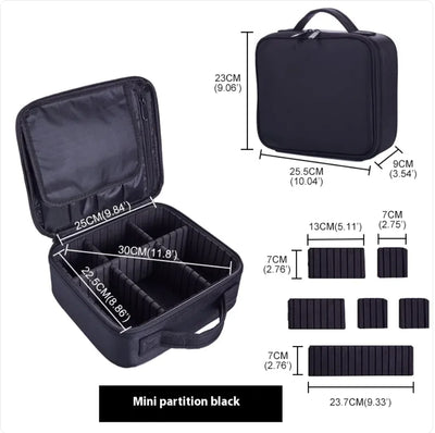 Nik & Nakks Mini Partition Black Mini Travel Cosmetic Storage Bag Mini Travel Cosmetic Storage Bag