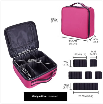 Nik & Nakks Mini Partition Rose Red Mini Travel Cosmetic Storage Bag Mini Travel Cosmetic Storage Bag