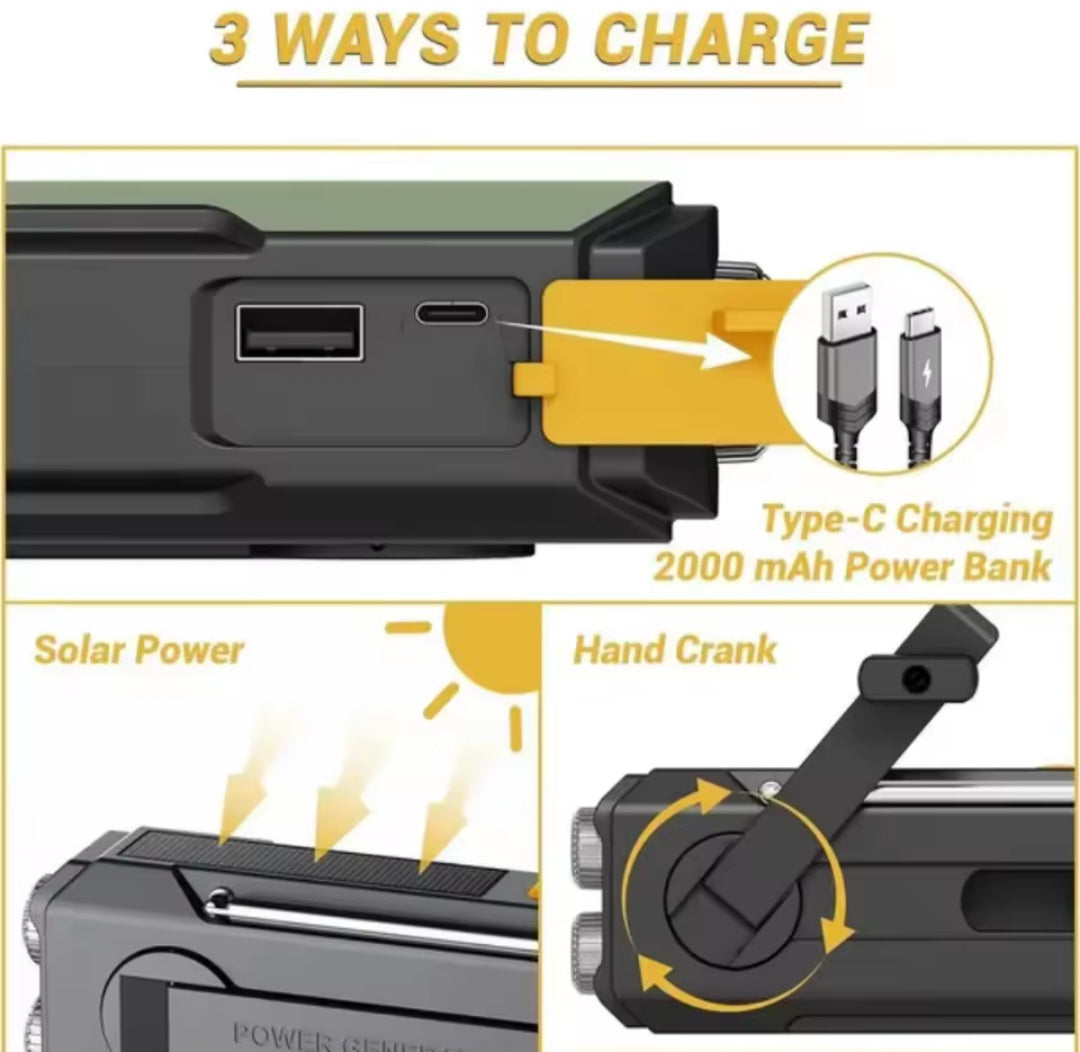 Nik & Nakks n/a iRonsnow 4500mAh Solar Hand Crank Emergency Radio Power Bank iRonsnow 4500mAh Solar Hand Crank Emergency Radio Power Bank