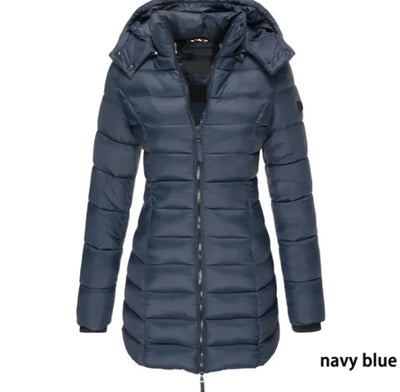 Nik & Nakks Navy / 3XL Women's Casual Long Sleeve Hooded Parka Coat Women's Casual Long Sleeve Hooded Parka Coat