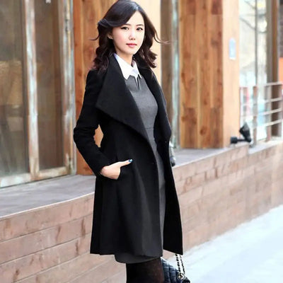 Nik & Nakks Navy / 4X Extra Large Winter Cashmere Long Women's Coat Winter Cashmere Long Women's Coat