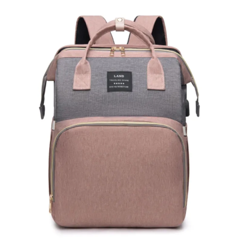 Nik & Nakks Pink Grey Large-Capacity Mommy Bag Large-Capacity Mommy Bag