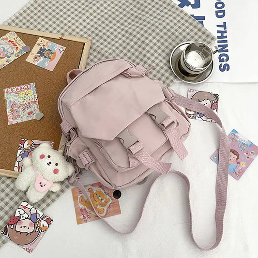 Nik & Nakks Pink / Single package Korean Nylon Oxford Fabric Versatile Literature Backpack Korean Nylon Oxford Fabric Versatile Literature Backpack