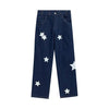 Pointed Star Embroidered Loose Jeans