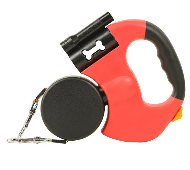 Nik & Nakks Red Auto Double Dog Leash Auto Double Dog Leash
