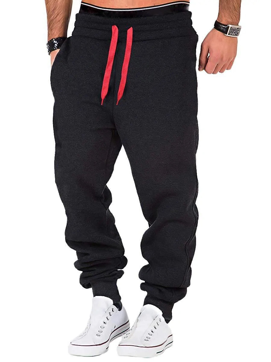 Red / Large Men's Loose Sport Gym Joggers: Loose Fit Sweatpants