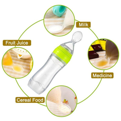 Nik & Nakks Silicone Feeding Bottle with Spoon