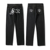 Style 01 / L Dog Print Black Streetwear Jeans