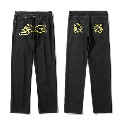 Style 02 / L Dog Print Black Streetwear Jeans