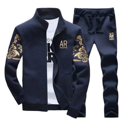 W78Y Blue / 4XL Men's Zip Up Sweat Suit Set