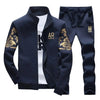 W78Y Blue / 5XL Men's Zip Up Sweat Suit Set