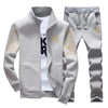 W78Y Grey / 4XL Men's Zip Up Sweat Suit Set
