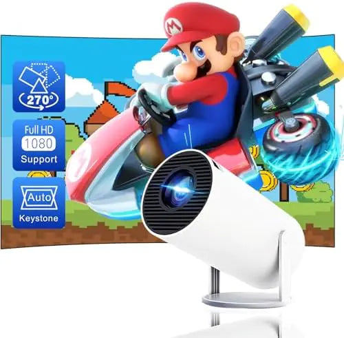 Nik & Nakks White / 1 Mini Projector 4K 1080P Support, Portable Projector WiFi6 BT 5.0 Android 11, Smart Projector Auto Horizontal Correction,180°Rotatable Outdoor Movie Projector Compatible with Phone Mini Projector 4K 1080P Support, Portable Projector WiFi6 BT 5.0 Android 11, Smart Projector Auto Horizontal Correction,180°Rotatable Outdoor Movie Projector Compatible with Phone