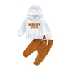 White / 12M Baby Boy Letter Print Hoodie 2Pcs Fall Outfit