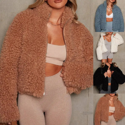 Nik & Nakks Winter Women's Lamb Wool Coat Jacket Winter Women's Lamb Wool Coat Jacket