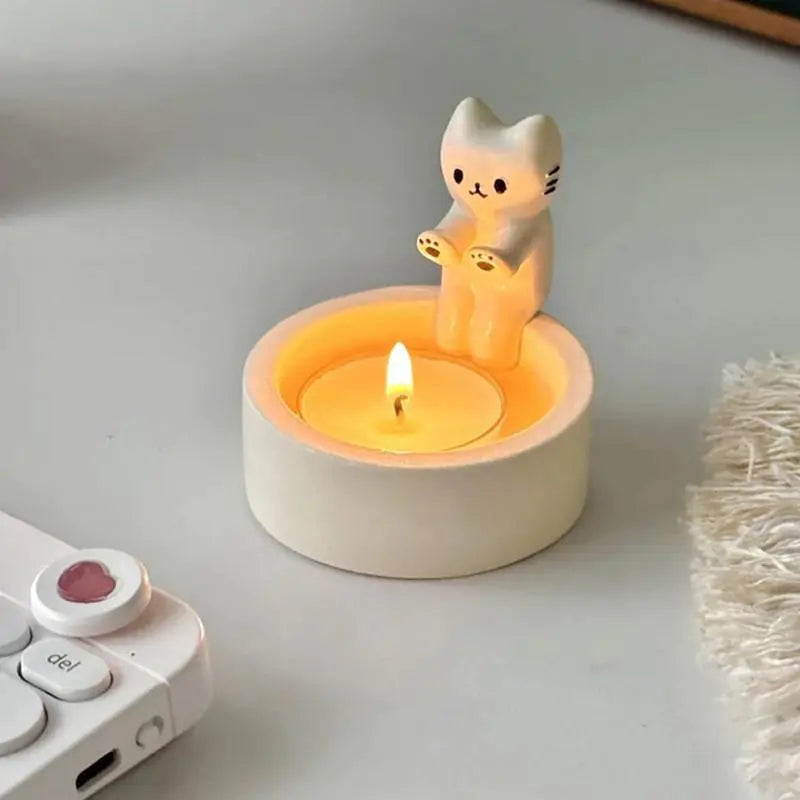 Nik & Nakks Yellow Cute Cat Candle Holder - Creative Home Decor Item Cute Cat Candle Holder - Creative Home Decor Item