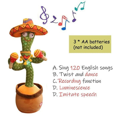 Nik & Nakks Battery 120songs / 32CM Dancing and Talking Cactus Toy for 1yr Old Babies Records and Repeats Voices