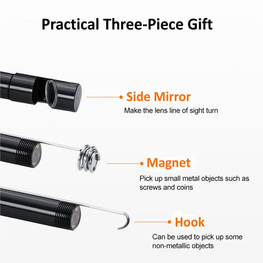 Nik & Nakks Black / 1M LED Endoscope Camera for Car USB Magnetic Snake Inspection Camara
