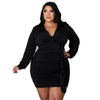 Nik & Nakks black / L Women's Autumn Plus Size Party Dresses Longsleeve V Neck Mini Dress