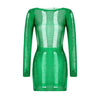 Nik & Nakks Green / L See-Through O-neck Long Sleeve Bodycon Dress