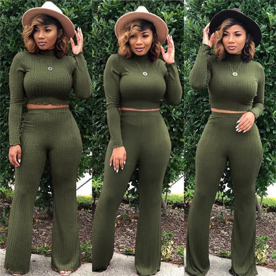 Nik & Nakks green / S Women's 2 Piece Long Sleeve Top and Pants Lounge Wear Tracksuit